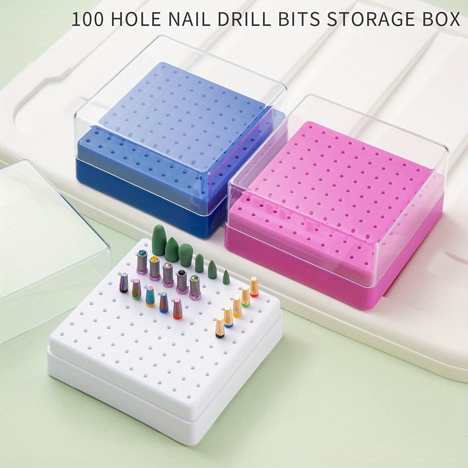 Nail Drill Machine - Organizador portátil de 30/100 agujeros, 1