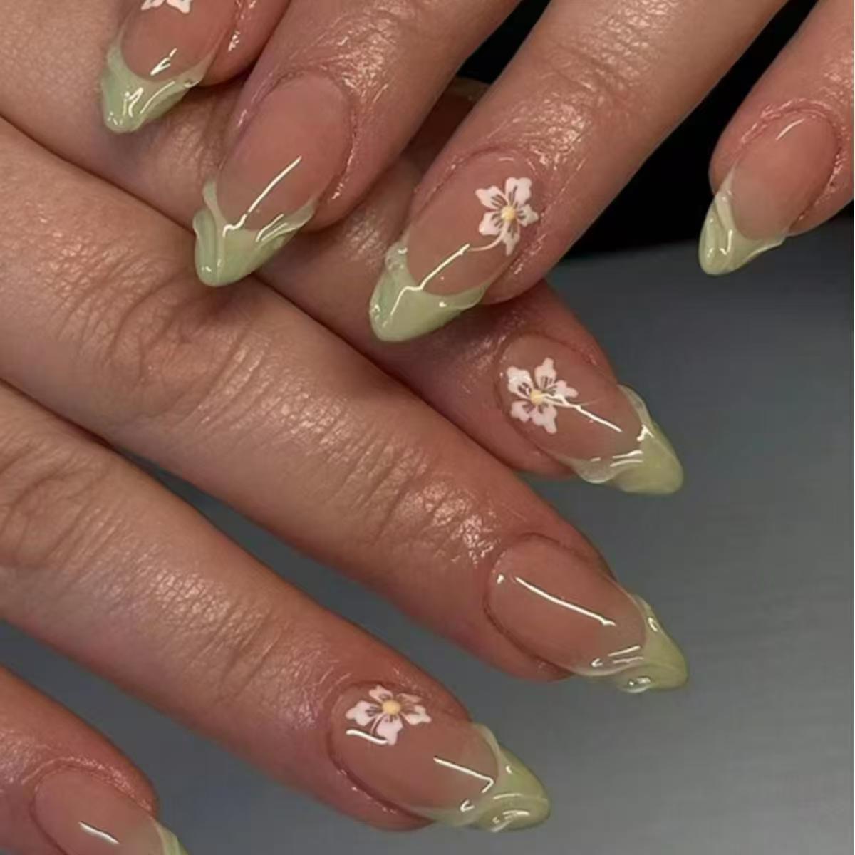 Nail Art Press On - 24 Uds. De uñas postizas francesas