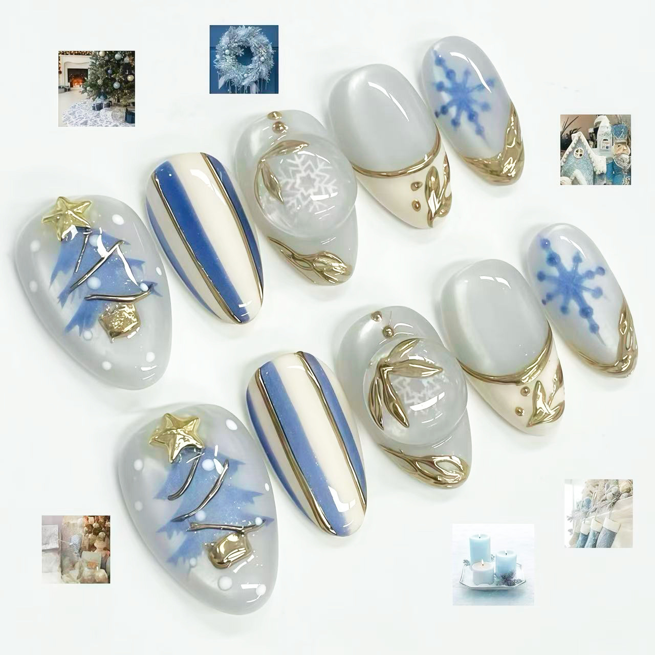 24 Uñas Postizas de Navidad Az - Nail Art Press On reseña y precio