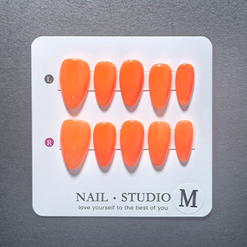 10 Uñas Postizas de Almendra H - Nail Art Orange reseña y precio