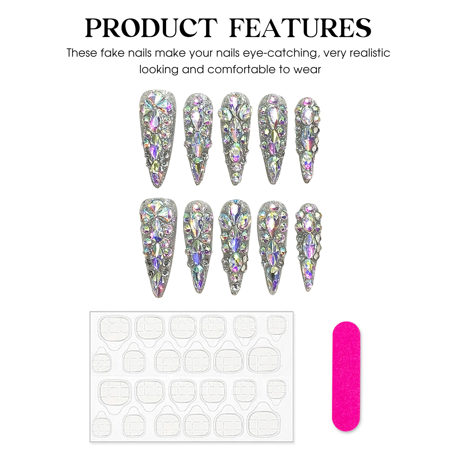 10 Uds. De uñas postizas de ag - Nail Art Press On reseña y precio