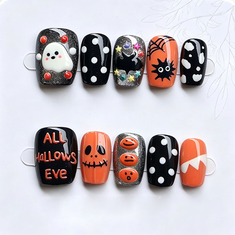 10 Uds. Uñas Postizas de Hallo - Nail Art Press On reseña y precio